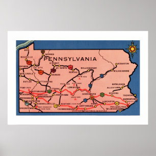 Vintage-Pennsylvania-Karte 20x30   Poster