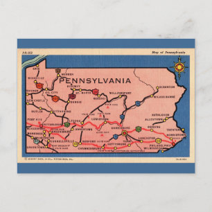 Vintage-Pennsylvania-Karte  Postkarte