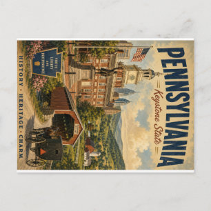 Vintage Pennsylvania Keystone State Nostalgische R Feiertagspostkarte