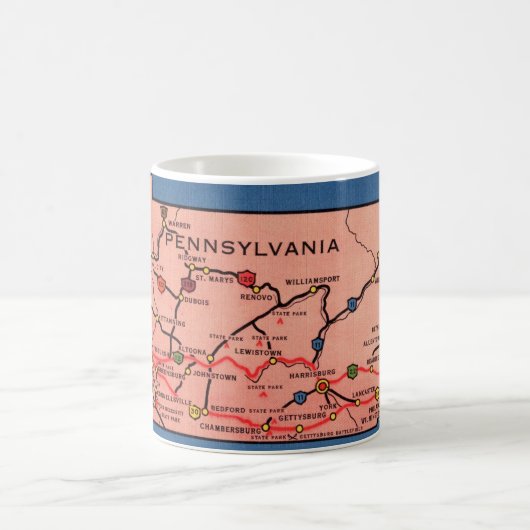 Vintage Pennsylvania Map Mug Kaffeetasse (Mittel)