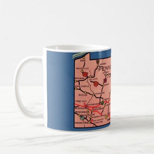 Vintage Pennsylvania Map Mug Kaffeetasse (Links)