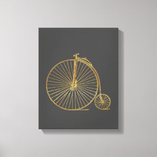 Vintage-Penny-Farthing-Fahrrad Schwarz Gold Glitte Leinwanddruck
