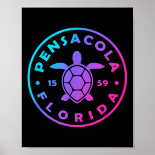 Vintage Pensacola Florida Sea Turtle Gefärbte Kraw Poster