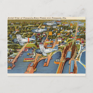 Vintage Pensacola Luftaufnahme von Florida Postkarte