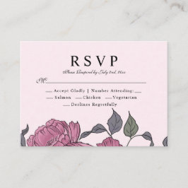 Vintage Peonies-Antwortkarte Begleitkarte