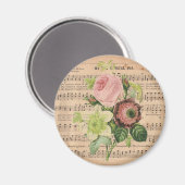 Vintage Peonies auf Notenblättern Magnet (Vorderseite/Rückseite)