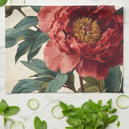 Vintage Peonies Geschirrtuch (Gefaltet)