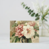 Vintage Peonies Postkarte (Stehend Vorderseite)
