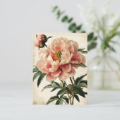 Vintage Peonies Postkarte (Stehend Vorderseite)