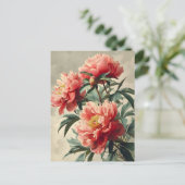 Vintage Peonies Postkarte (Stehend Vorderseite)