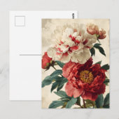 Vintage Peonies Postkarte (Vorne/Hinten)