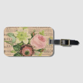 Vintage Peonies und Noten Gepäckanhänger (Vorderseite (Horizontal))
