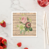 Vintage Peonies und Noten Serviette (Beispiel)