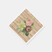 Vintage Peonies und Noten Serviette (Ecke)