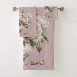 Vintage Peonts in Elegant Vase Badhandtuch Set
