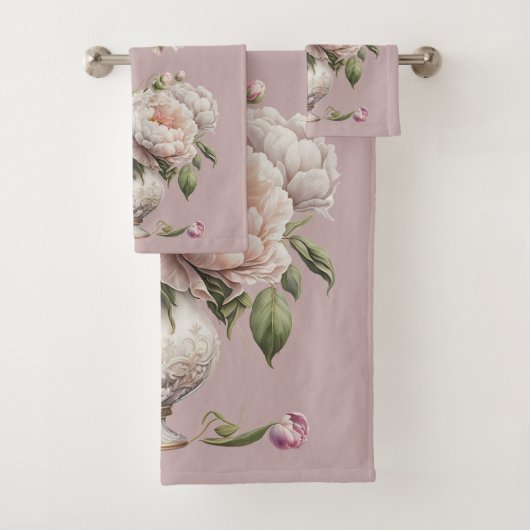Vintage Peonts in Elegant Vase Badhandtuch Set (Insitu)
