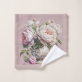 Vintage Peonts in Elegant Vase Badhandtuch Set (Waschlappen)