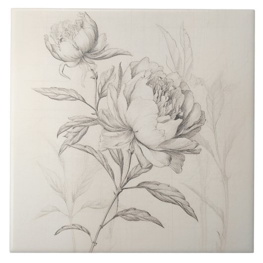 Vintage Peony 1 Botanische Dekorationsfolie Fliese (Vorderseite)