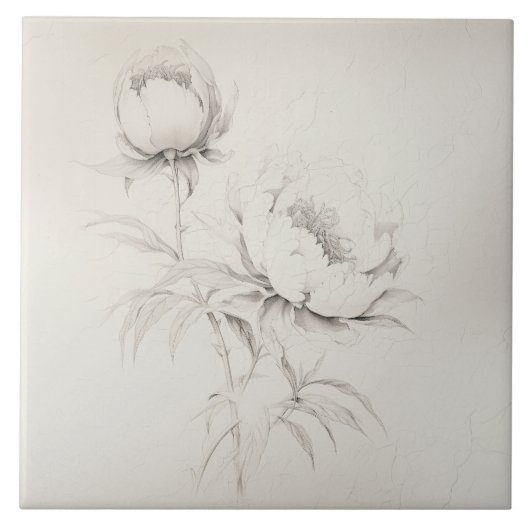 Vintage Peony 4 Botanische Dekorationsfolie Fliese (Vorderseite)