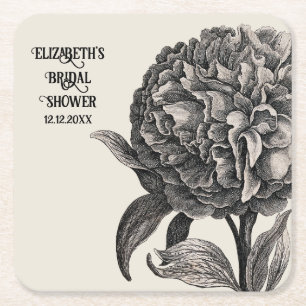 Vintage Peony Blume Elegante Rechteckiger Pappuntersetzer