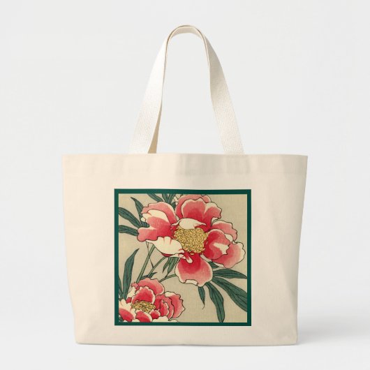 Vintage Peony-Blume Jumbo Stoffbeutel (Vorne)