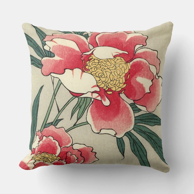 Vintage Peony-Blume Kissen (Vorderseite)