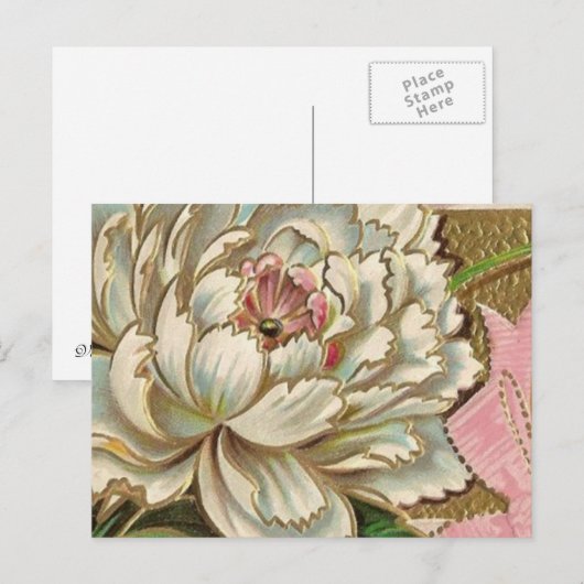 Vintage Peony-Blume Postkarte (Vorne/Hinten)