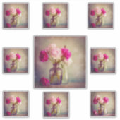 Vintage Peony Bouquet in Glass Vases Aufkleber (Vorderseite)
