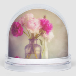 Vintage Peony Bouquet in Glass Vases Schneekugeln