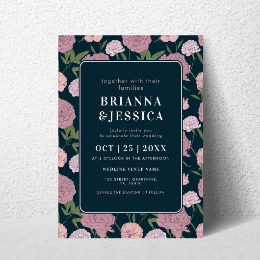 Vintage Peony Floral Botanical Foto Hochzeit Einladung