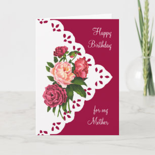 Vintage Peony Flower for Mom, Mother Birthday Karte