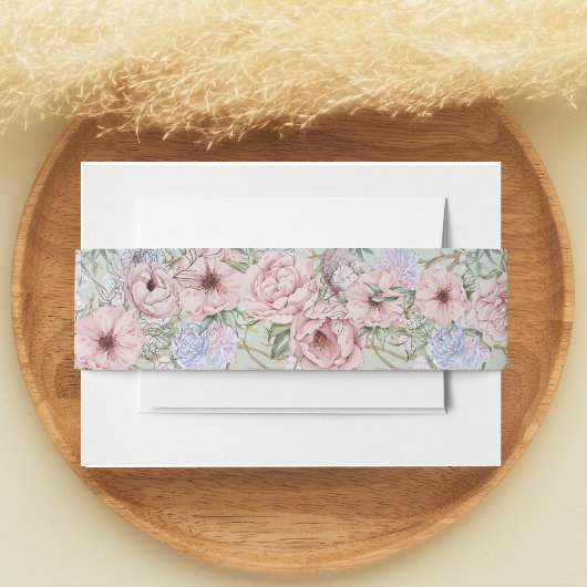 Vintage Peony Wedding Einladungsbanderole