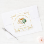 Vintage Peppermint Tea Square Label Quadratischer Aufkleber (Umschlag)