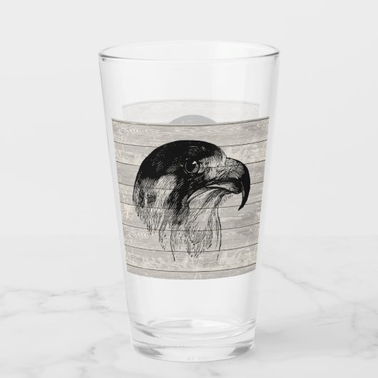 Vintage Peregrine Falcon-Abbildung Glas (Rückseite)