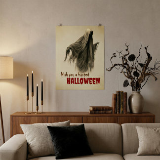 Vintage-Pergament-Halloween-Geisterdruck Poster