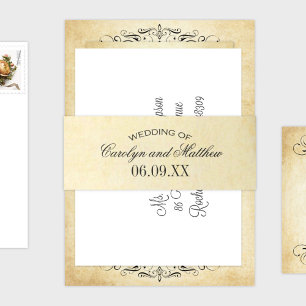 Vintage Pergament Monogramm-Hochzeit  Einladungsbanderole
