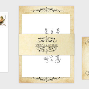 Vintage Pergament Monogramm Hochzeit Einladungsbanderole