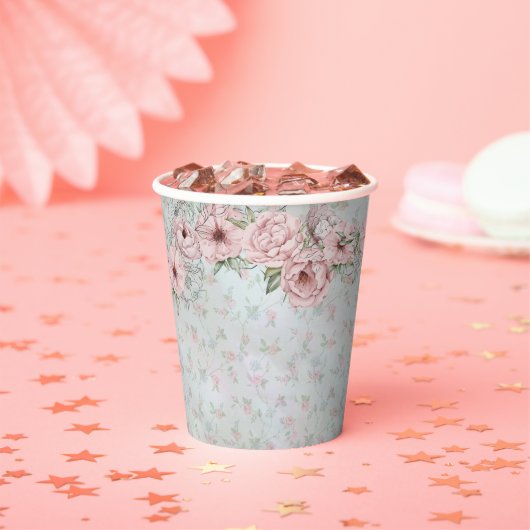 Vintage Periwinkle Peony Bridal Dusche Teezeremoni Pappbecher (Insitu)