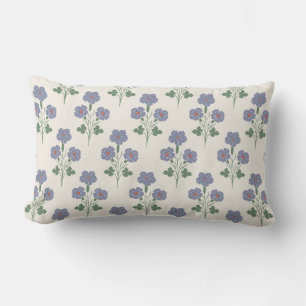Vintage Periwinkle und Mohn Retro Botanical Lendenkissen