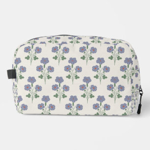 Vintage Periwinkle und Mohnrot Botanik Waschbeutel