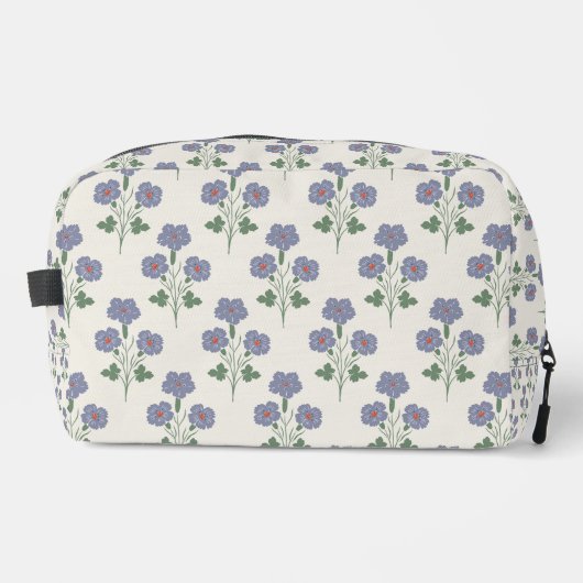 Vintage Periwinkle und Mohnrot Botanik Waschbeutel (Vorderseite)