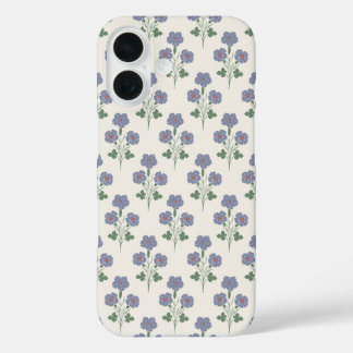 Vintage Periwinkle und Mohnrot Retro Botanical iPhone 16 Hülle