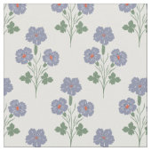 Vintage Periwinkle und Mohnrot Retro-Botanik Stoff (Nahaufnahme)