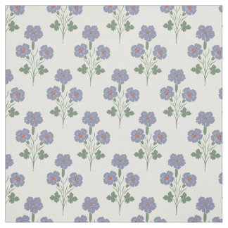 Vintage Periwinkle und Mohnrot Retro-Botanik Stoff