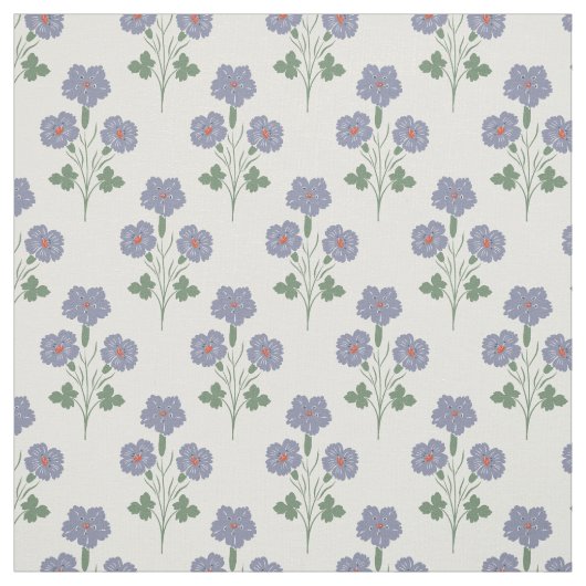 Vintage Periwinkle und Mohnrot Retro-Botanik Stoff (Muster)