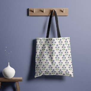 Vintage Periwinkle und Mohnrot Retro-Botanik Tasche