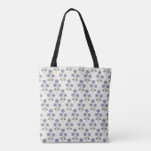 Vintage Periwinkle und Mohnrot Retro-Botanik Tasche (Rückseite)