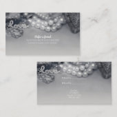 Vintage Perlen aus Glam, Schwarz und Weiß Empfehlungskarte (Vorne/Hinten)