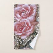 Vintage Perlen und rosa Rosenmuster Badhandtuch Set (Handtuch)