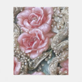 Vintage Perlen und rosa Rosenmuster Fleecedecke (Vorderseite)
